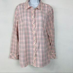 Talbots plaid button down front shirt